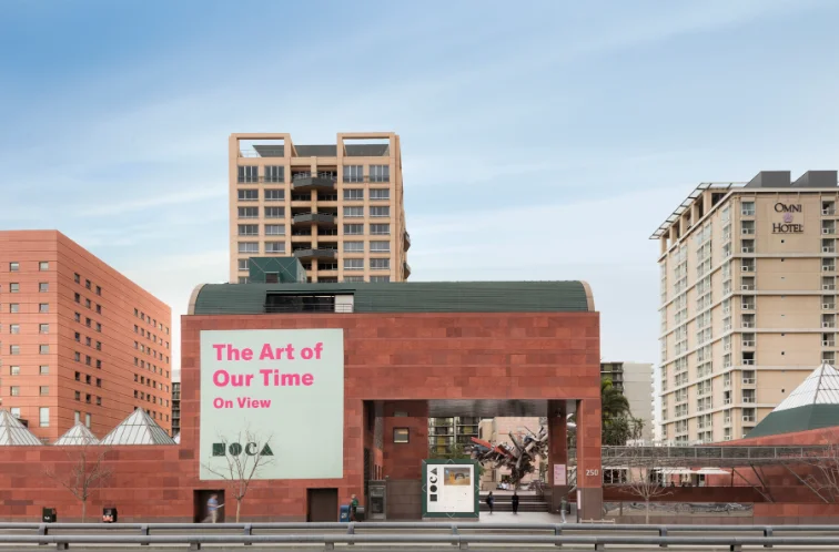 Grand Avenue, with The Broad and MOCA facing each other.